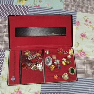 Vintage Shields Elegant Black Jewelry Box with Gold Accents